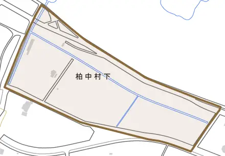 柏中村下とその周辺の地図。町の範囲を重ねている