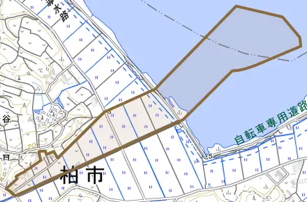 染井入新田とその周辺の地図。町の範囲を重ねている