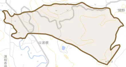 大野台とその周辺の地図。町の範囲を重ねている