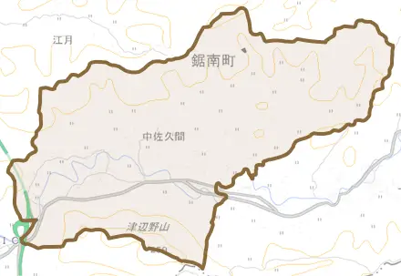 中佐久間とその周辺の地図。町の範囲を重ねている