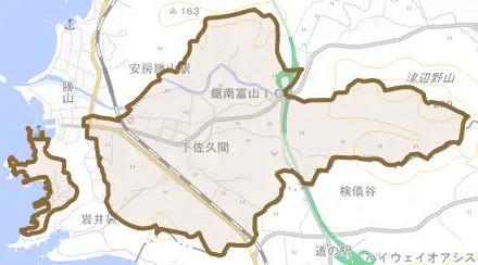 下佐久間とその周辺の地図。町の範囲を重ねている