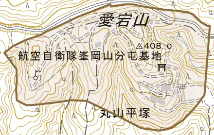 丸山平塚とその周辺の地図。町の範囲を重ねている