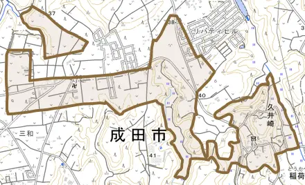 久井崎とその周辺の地図。町の範囲を重ねている