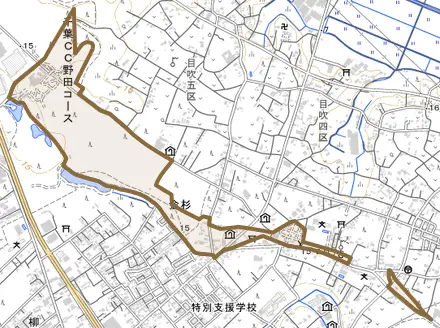 金杉とその周辺の地図。町の範囲を重ねている