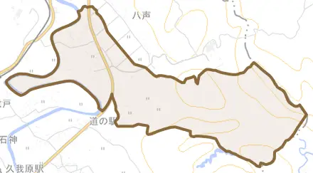 堀之内とその周辺の地図。町の範囲を重ねている