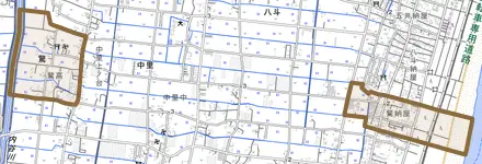 驚とその周辺の地図。町の範囲を重ねている