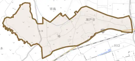 椿とその周辺の地図。町の範囲を重ねている