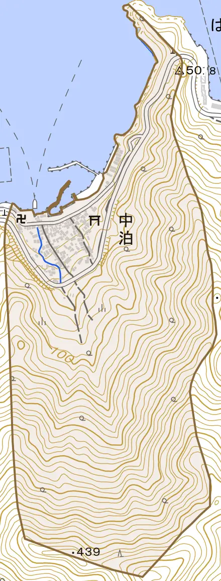 中泊とその周辺の地図。町の範囲を重ねている