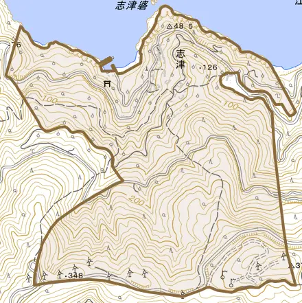 志津とその周辺の地図。町の範囲を重ねている