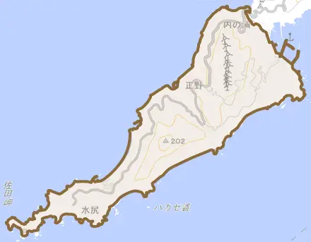 正野とその周辺の地図。町の範囲を重ねている