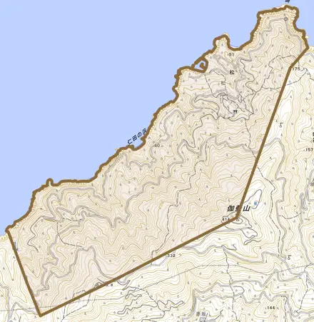 松とその周辺の地図。町の範囲を重ねている
