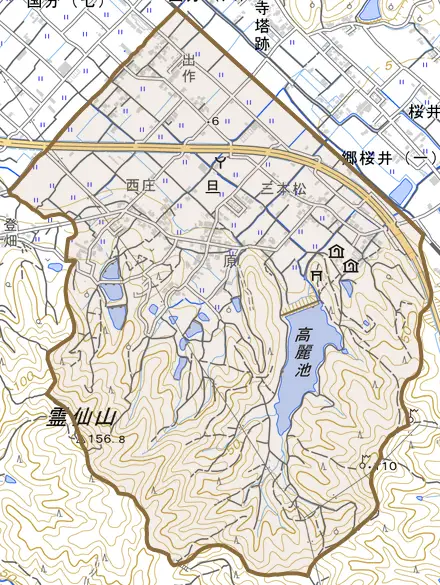 旦とその周辺の地図。町の範囲を重ねている