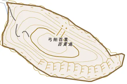 弓削百貫とその周辺の地図。町の範囲を重ねている