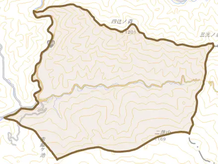 東川とその周辺の地図。町の範囲を重ねている