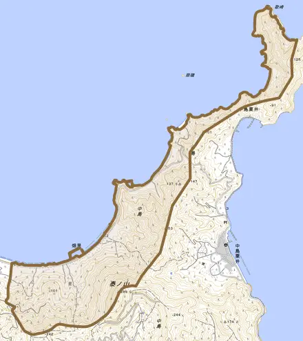 畑里とその周辺の地図。町の範囲を重ねている