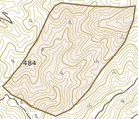 小屋町とその周辺の地図。町の範囲を重ねている
