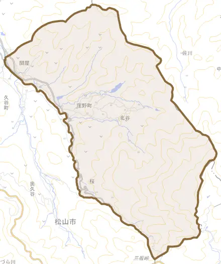 窪野町とその周辺の地図。町の範囲を重ねている