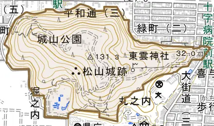 丸之内とその周辺の地図。町の範囲を重ねている