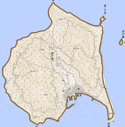 睦月とその周辺の地図。町の範囲を重ねている