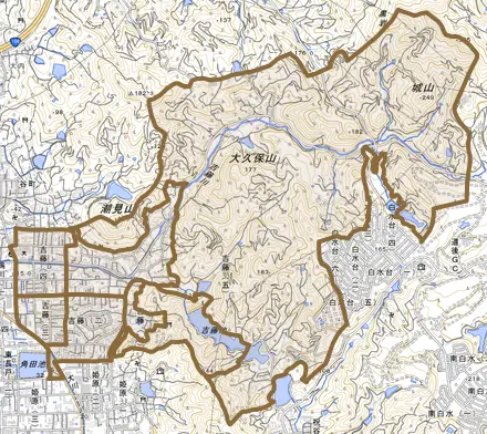 吉藤とその周辺の地図。町の範囲を重ねている
