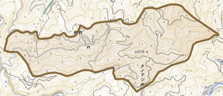 横野とその周辺の地図。町の範囲を重ねている