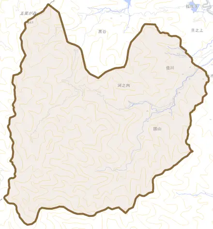 河之内とその周辺の地図。町の範囲を重ねている