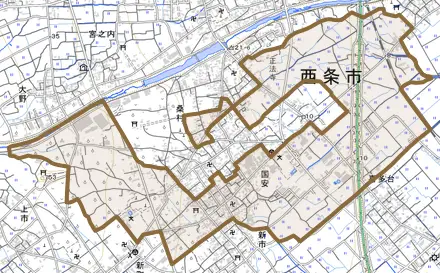 国安とその周辺の地図。町の範囲を重ねている