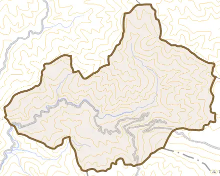 野村町小松とその周辺の地図。町の範囲を重ねている