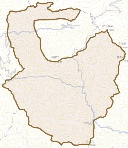 中川とその周辺の地図。町の範囲を重ねている