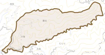 只海とその周辺の地図。町の範囲を重ねている