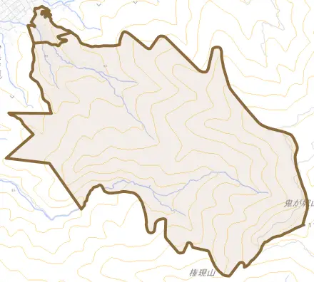 大超寺奥とその周辺の地図。町の範囲を重ねている