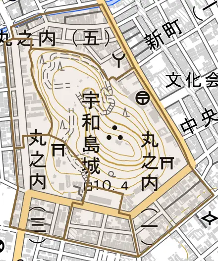 丸之内とその周辺の地図。町の範囲を重ねている