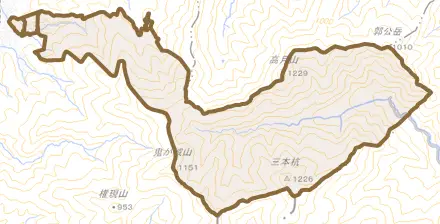 野川とその周辺の地図。町の範囲を重ねている