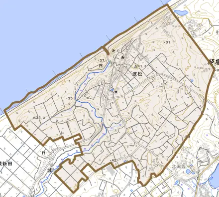 波松とその周辺の地図。町の範囲を重ねている
