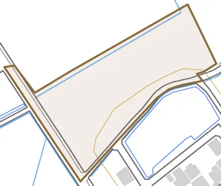 向ケ丘とその周辺の地図。町の範囲を重ねている