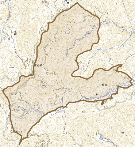 笈松とその周辺の地図。町の範囲を重ねている