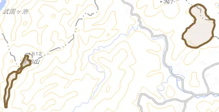 大谷寺とその周辺の地図。町の範囲を重ねている