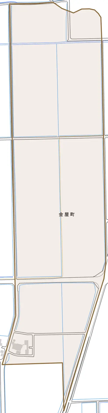 金屋町とその周辺の地図。町の範囲を重ねている