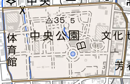 高瀬二丁目とその周辺の地図。町の範囲を重ねている