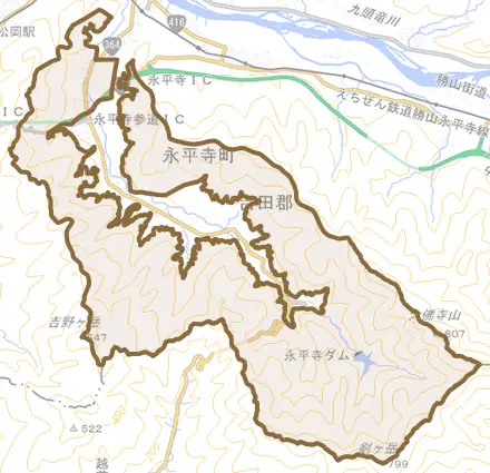 諏訪間とその周辺の地図。町の範囲を重ねている