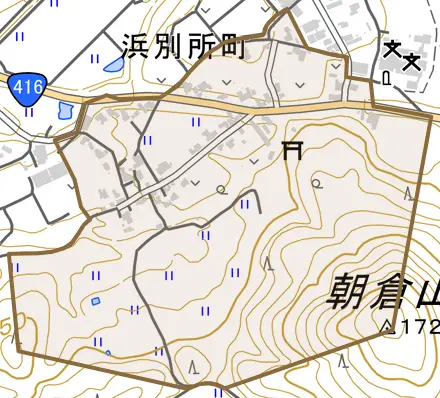 浜別所町とその周辺の地図。町の範囲を重ねている