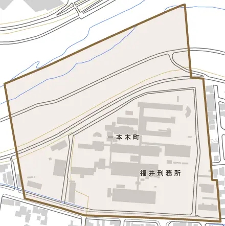 一本木町とその周辺の地図。町の範囲を重ねている