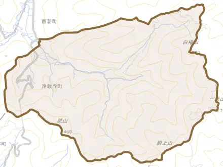 浄教寺町とその周辺の地図。町の範囲を重ねている