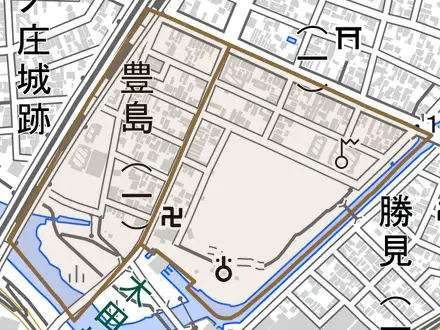 豊島とその周辺の地図。町の範囲を重ねている