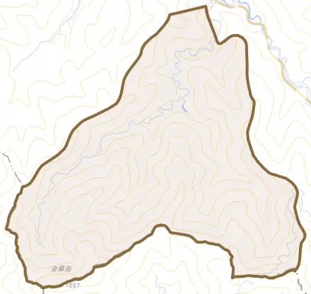 楢俣とその周辺の地図。町の範囲を重ねている