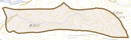 村岡町暮見とその周辺の地図。町の範囲を重ねている