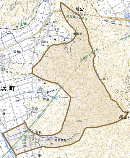 宮代とその周辺の地図。町の範囲を重ねている