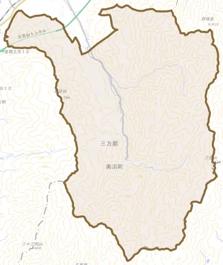 新庄とその周辺の地図。町の範囲を重ねている