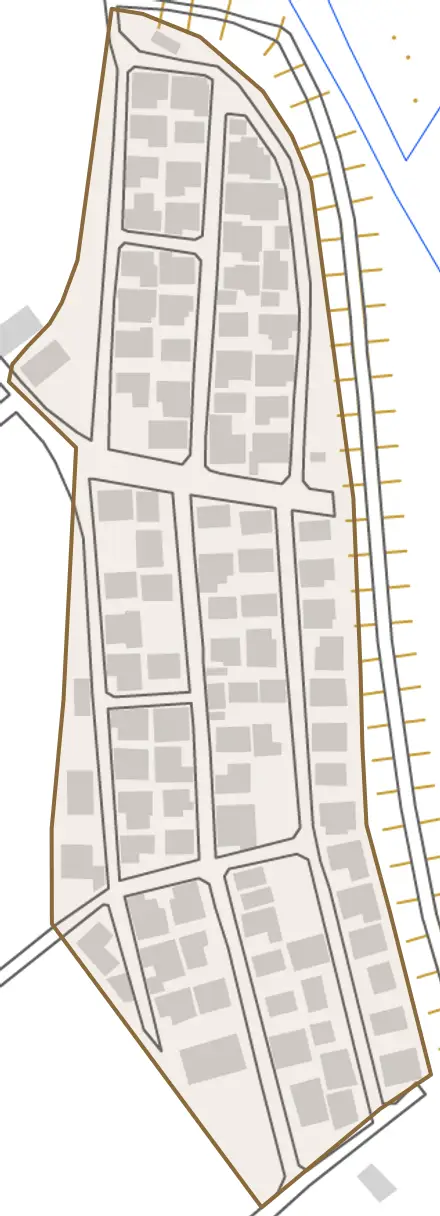 日野とその周辺の地図。町の範囲を重ねている