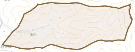 金粕とその周辺の地図。町の範囲を重ねている